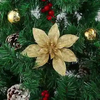 10vnt Blizgučiai Milteliai Kalėdų Dirbtinių Gėlių Dekoras Blizgančiais Poinsettia Netikrą Gėlės, Vestuvės, Kalėdos Medis Naujųjų Metų Dekoro Ho