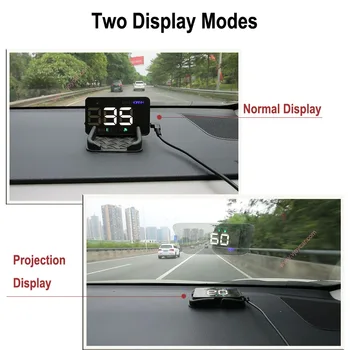 GPS Hud Automobilio Greitis Projektorius A5 Universalus Head Up Display prekinis, galinis Stiklo Projektorius Spidometras Per-greičio viršijimo Signalas Auto Detektorius