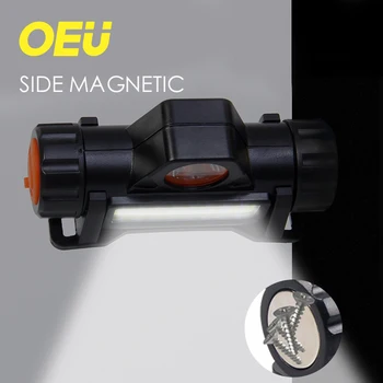 COB Žibintai USB Įkrovimo 18650 Galingas Apšvietimo Žibintas Darbą, Šviesos, atsparus Vandeniui Magnetinio priekinis žibintas LED Žibintuvėlis Aukštos Lume