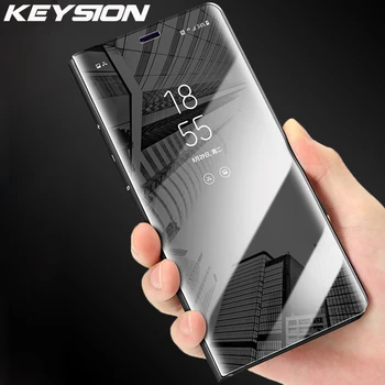 KEYSION Smart Flip Case For Huawei Honor 20 Pro Horor 10i V20 Stovo Laikiklį Veidrodis Peržiūrėti Telefono Dangtelis Huawei P20 30 Pro Lite
