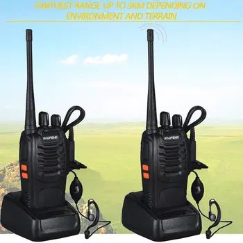 Baofeng BF-888S 2 VNT VHF/UHF nešiojama FM siųstuvas-imtuvas Įkraunamas Walkie talkie Dviem reikšmėmis 5W 2-way kumpis radijo comunicador EUplu