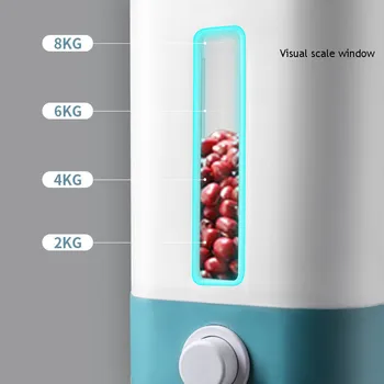 Automatinis Plastikinių Ryžių Laikymo Dėžutė Grūdų Balionėlis Namų Virtuvės Matavimo Taurės Uždarųjų Drėgmei Atsparus Didelės Talpos